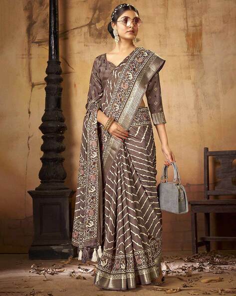 Buy Brown Sarees for Women by Saree mall Online