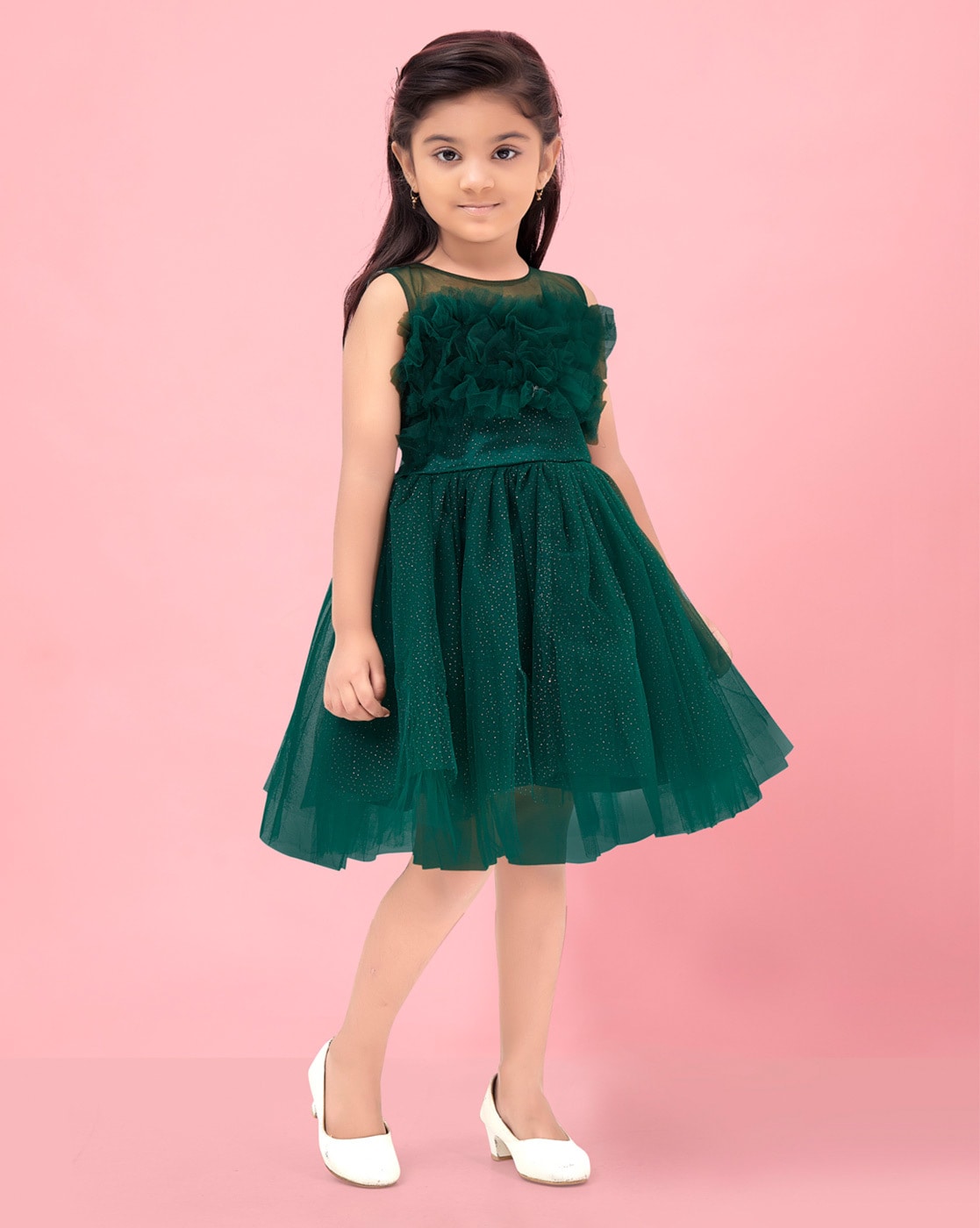 Buy Green Net Frock for Girls Online