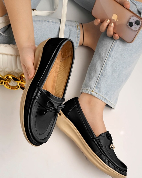 Girls black loafer on sale shoes