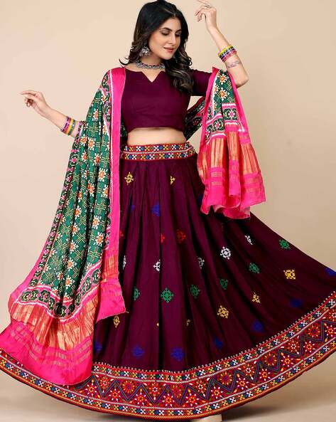 Printed Hand Work Jaipuri cotton lehenga choli at Rs 1855 in Jaipur | ID:  26632190473