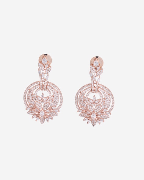 Grayson Rose Gold Drop Earrings in White Crystal | Kendra Scott