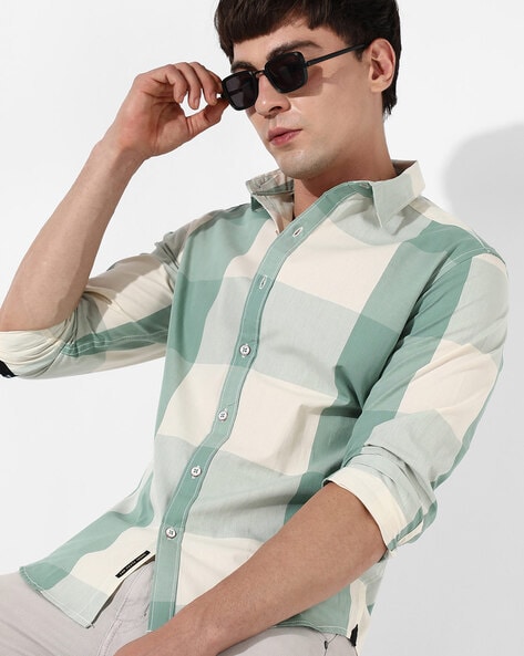 Campus Sutra Checked Shirt with Spread Collar (Multi)