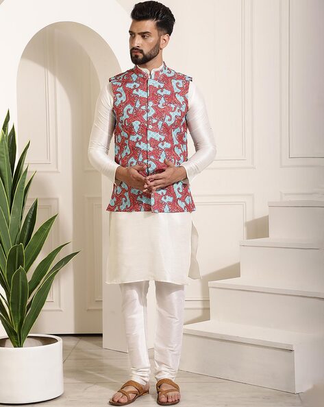 Flower print outlet nehru jacket