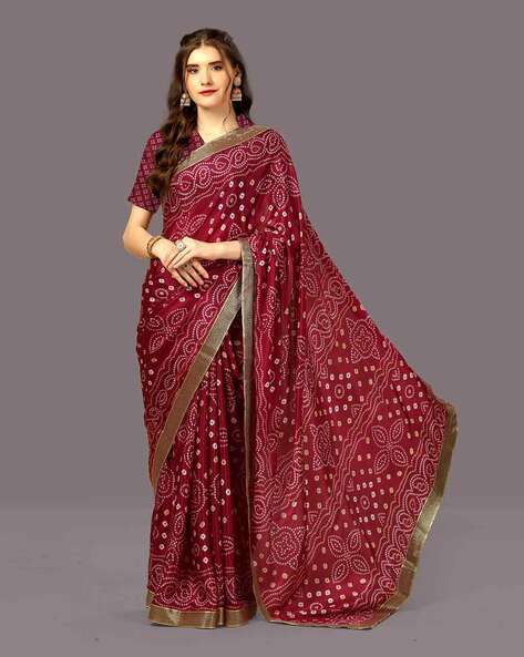 Bandhani crepe silk saree best sale