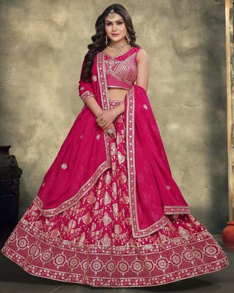 Pink Net Mother Daughter Lehenga Choli