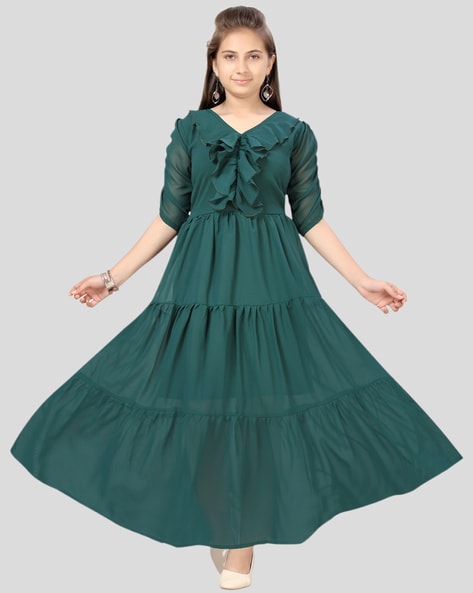 Dark green store long frocks