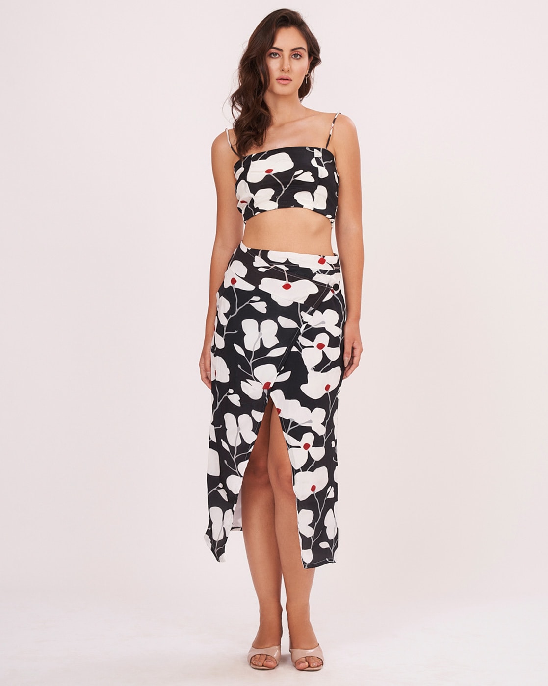 Buy House Of Varada Strappy Dress with Printed Sarong Set, Black Color  Women