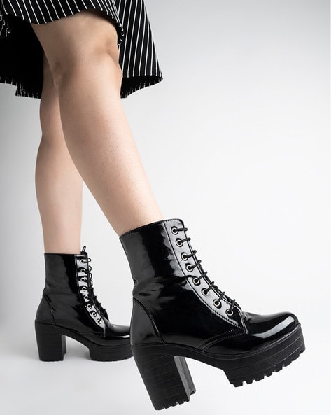 Black cleated sale ankle boots