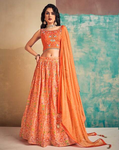 Orange lehenga hot sale online