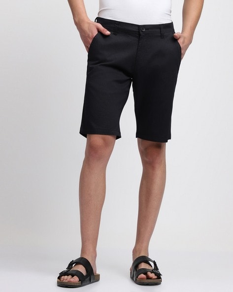 Mens black flat front on sale shorts