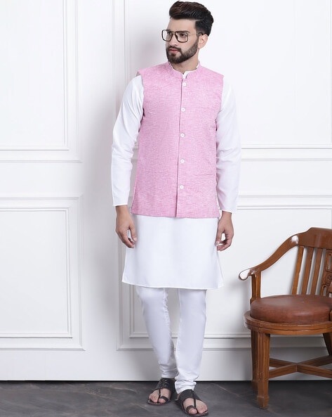 Pink white kurta cheap pajama