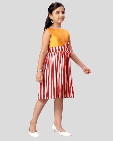 Gold and 2025 white striped dress