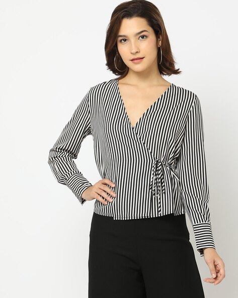 Striped Wrap Top