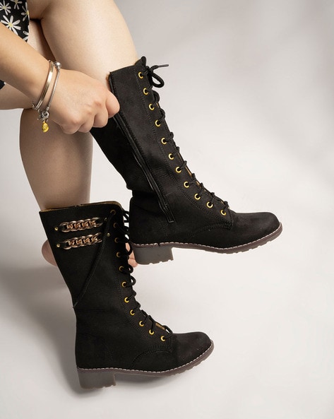 Calf high combat on sale boots