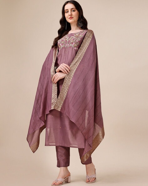Lavender Kurta Suit Sets for Women by BERRYLICIOUS Online | Ajio.com