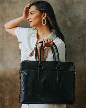 Executive Black Leather Unisex Briefcase, Laptop Bag, Doctor's Bag, Handbag,  Messenger Bag, Business Bag, Sales Bag -
