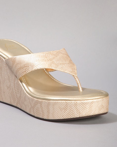 Gold low wedge discount sandals