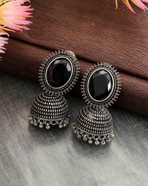 Dome shaped embroidered earring by KrutiArts | The Secret Label