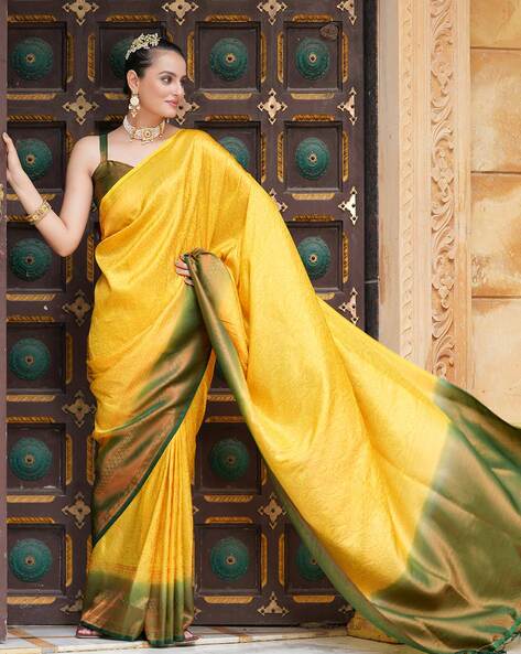 Stuuning yellow banarasi silk saree - G3-WSA54813 | G3nxt.com