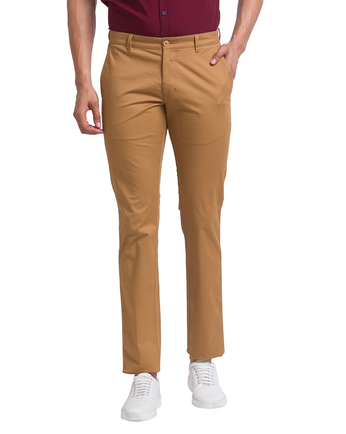 Buy Parx Men Brown Tapered Fit Solid Cargos - Trousers for Men 10822000 |  Myntra