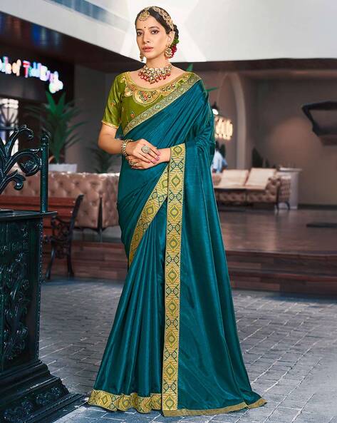 Teal Green Banarasi Ghatchola Handloom Silk Saree – Zilikaa