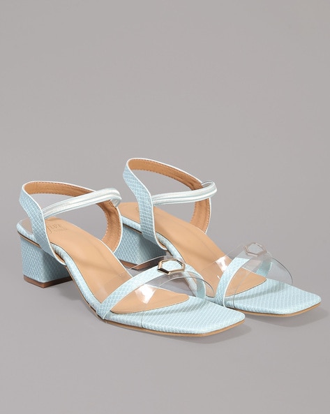 Light blue discount block heel sandals