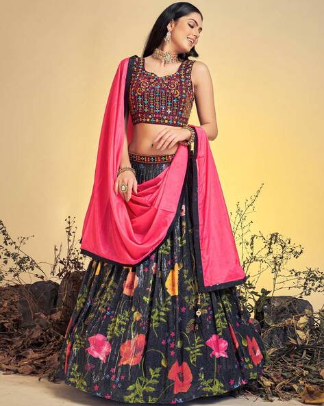 Dark blue Net Embroidered Wedding Lehenga Choli – Boutique4India