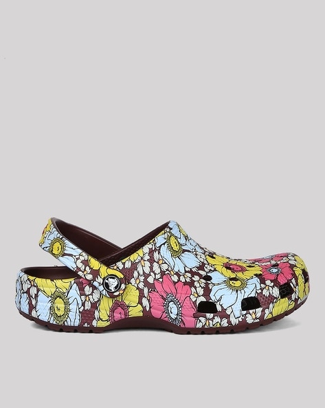 Women Retro Floral Print Clogs