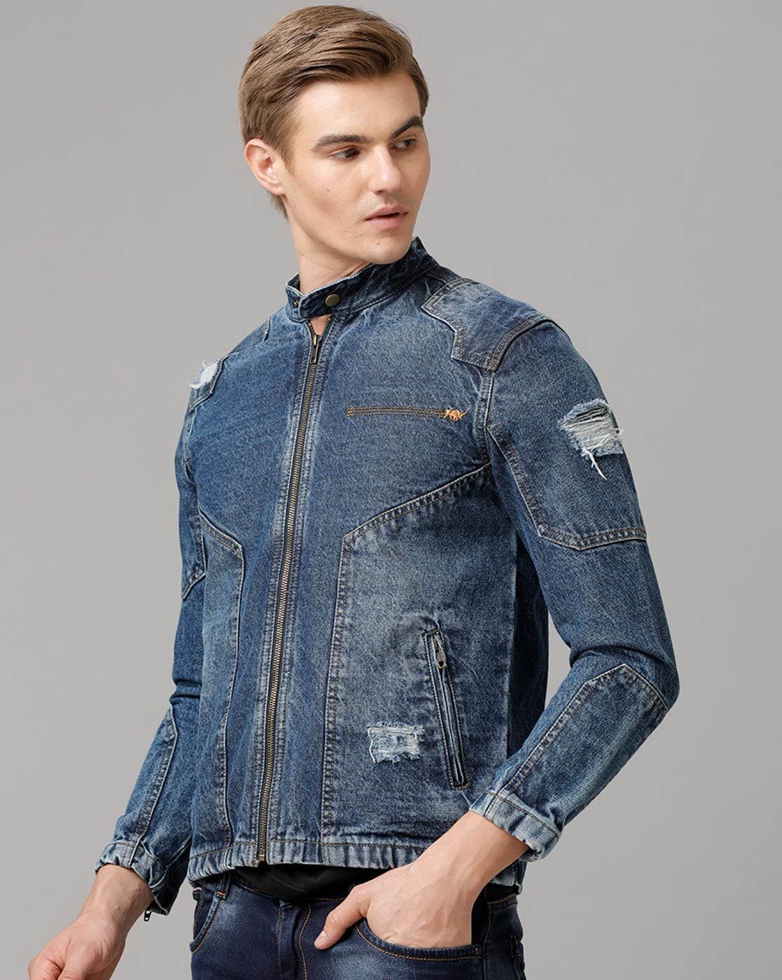 Men's Lapel Biker Denim Jacket Men's Denim Jacket Fashion Tops at Amazon  Men's Clothing store