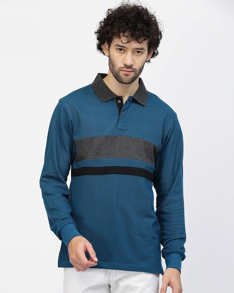 MEN'S SLIM-FIT BLACK LONG SLEEVE POLO