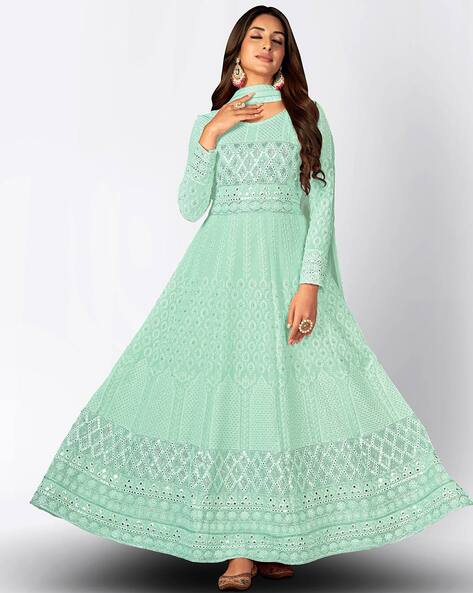 Lime Green Heavy Designer Work Flared Anarkali Gown - Indian Heavy Anarkali  Lehenga Gowns Sharara Sarees Pakistani Dresses in USA/UK/Canada/UAE -  IndiaBoulevard