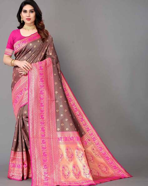 Magenta Stone Work Banarasi Saree