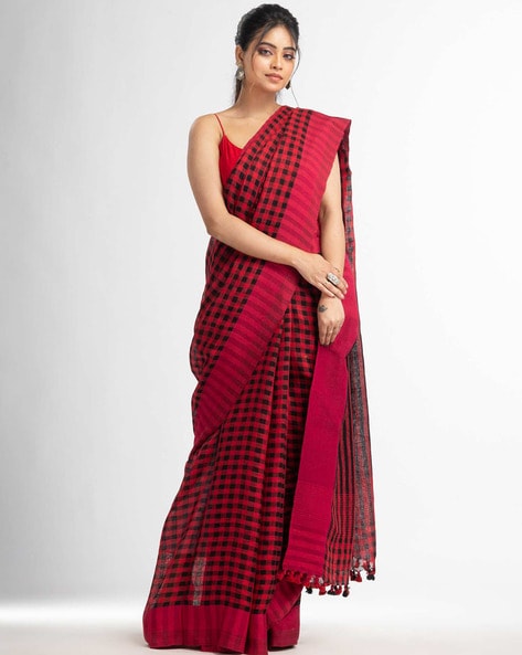 SF-Red color Soft Lichi Silk saree - New In - Indian