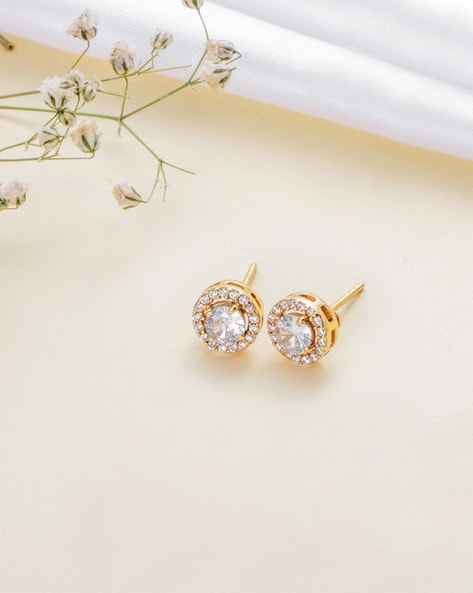 14k Gold Small Disc Stud Earrings - Zoe Lev Jewelry-vietvuevent.vn