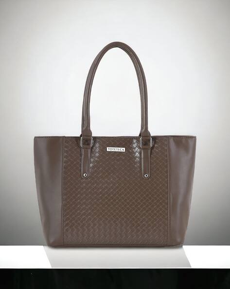 toteteca Basket-Weave Shoulder Bag with Zip Closure