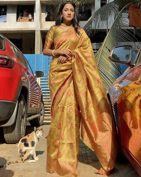 Party Wear Saree Are Fine Saree Paired With Matching Blouse.Rust