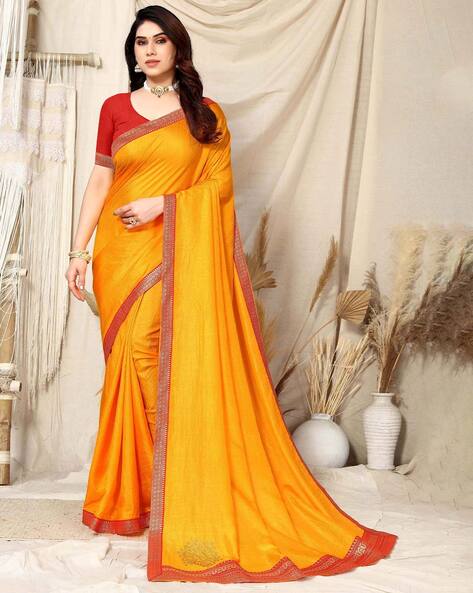 Tremendous Yellow Organza Silk Saree With Redolent Blouse Pi