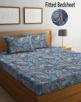 300 TC Floral Print King-Size Bedsheet with Pillow Covers-image-30