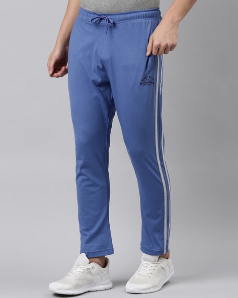 Men Straight Track Pants with Brand Print