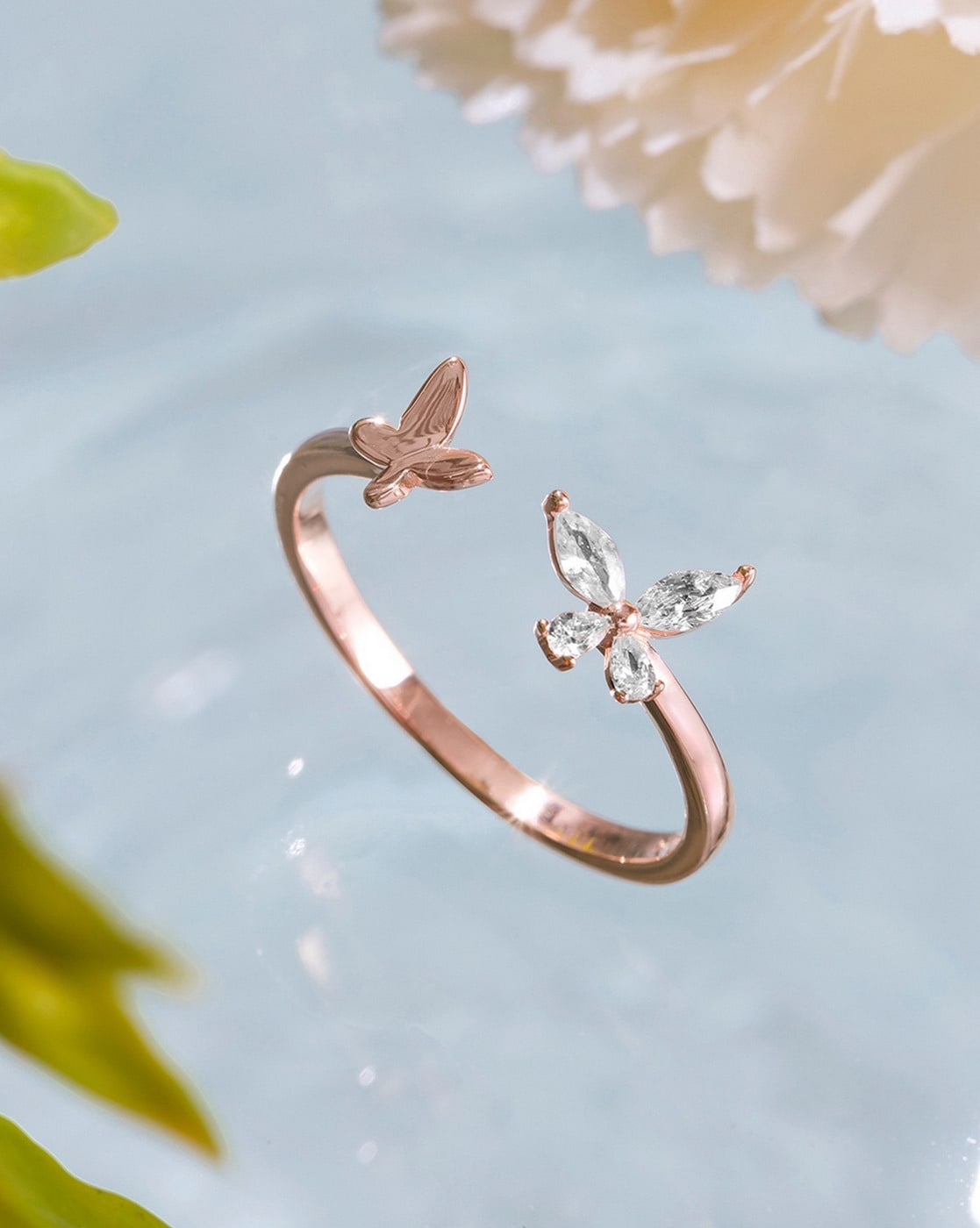 FJ Butterfly Ring For Girl Ladies Silver Simple India | Ubuy