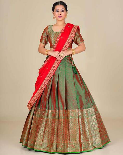 Days Of Graceful Fashion 🌼 I believe vintage, old school glamour is to be  preserved as a… | Lehenga saree design, Half saree designs, Indian saree  blouses designs