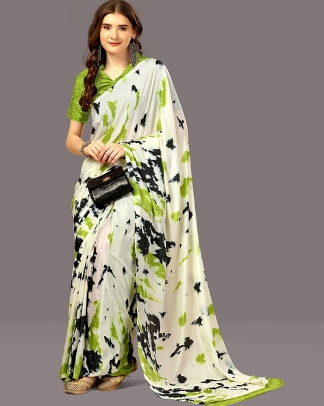 Digital Printed Satin Saree in Light Purple : SYC10528