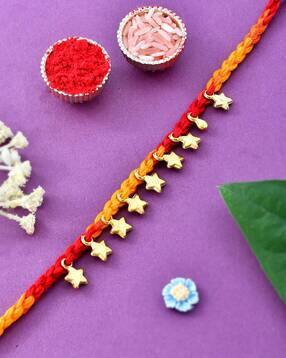 aapno rajasthan Star Charm Rakhi with Roli Chawal & Greeting Card-picture-0