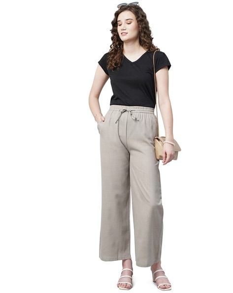 Buy Beige Trousers & Pants for Women by FITHUB Online