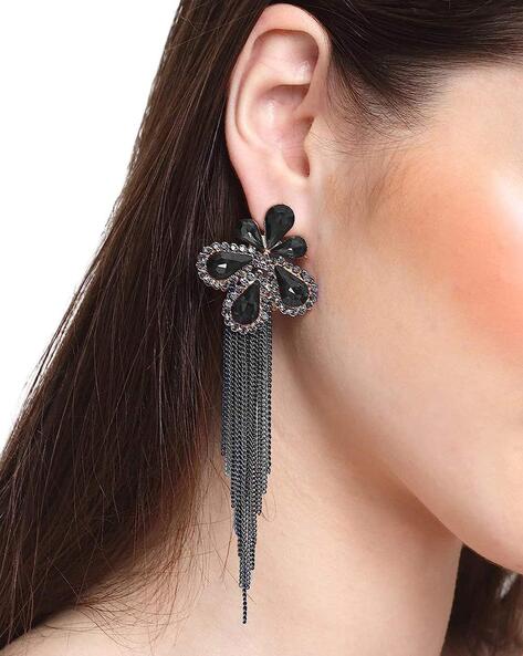 Black and Silver Layered Leaf Earrings Earrings Marcin Tyminski - Pistachios