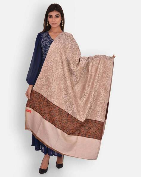Women Paisley Print Shawl with Frayed Hem Price in India