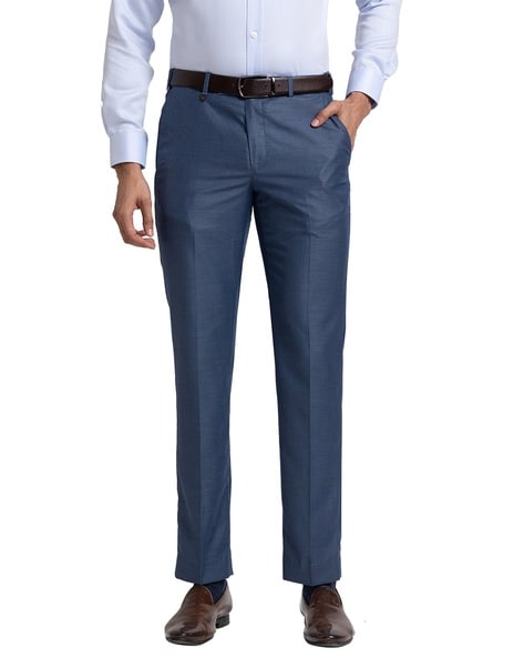 Park Avenue Men Navy Regular Fit Solid Trousers - Price History