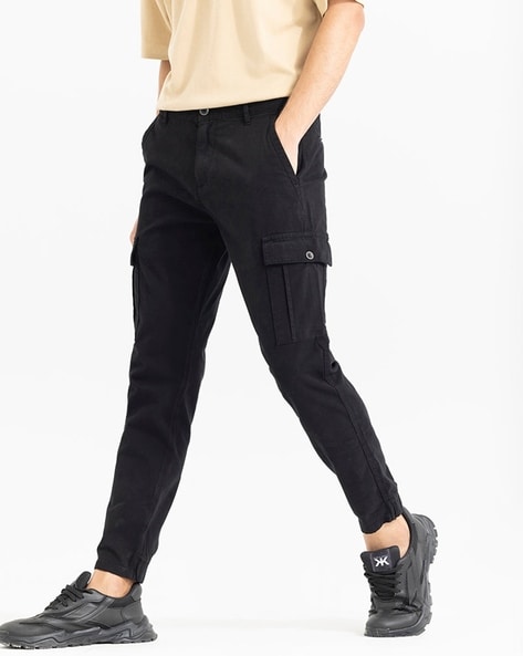 Premium Slim Mens Cargo Jeans Trousers Black  STREETMODE  COM