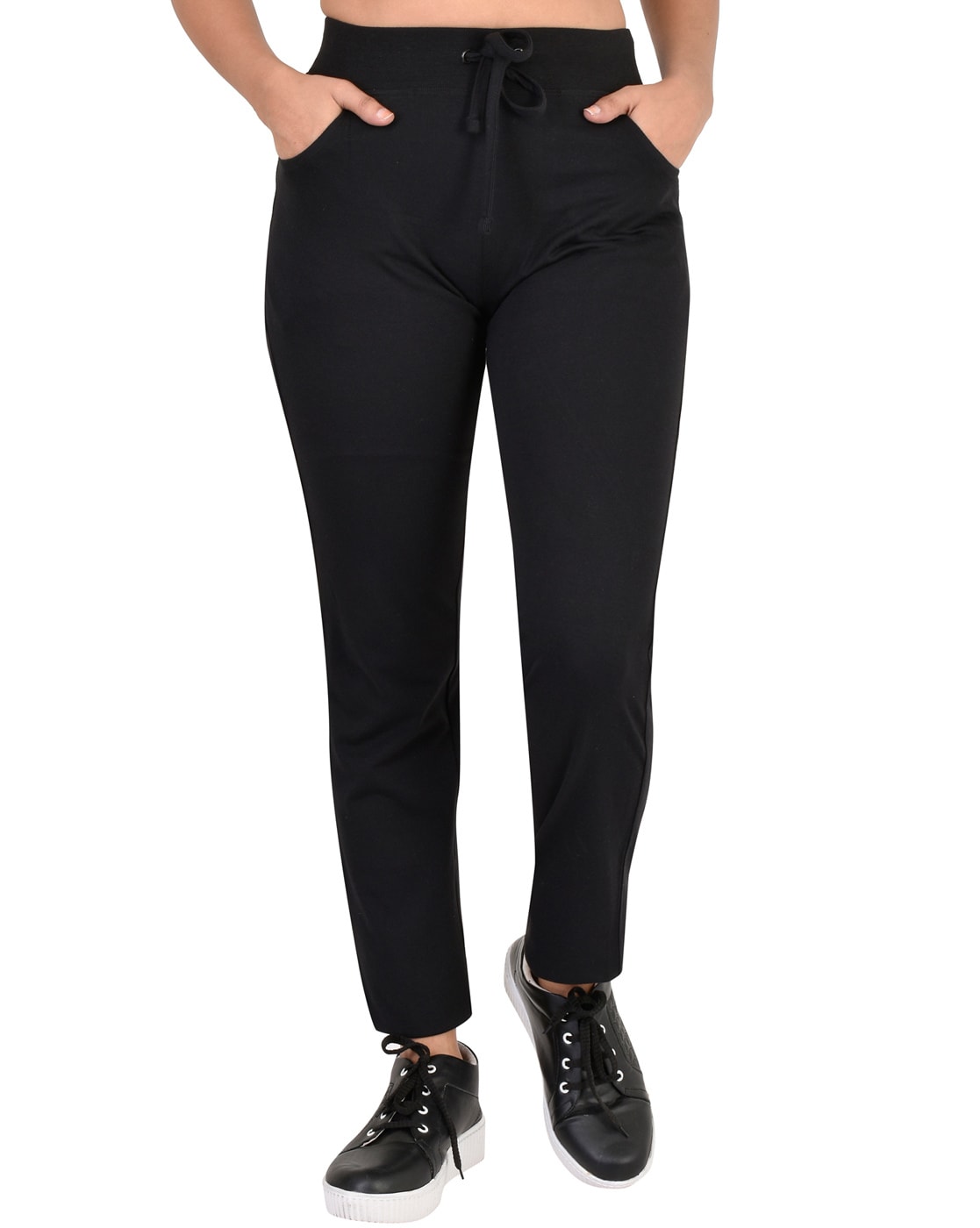 Buy Zelocity Women Regular fit Cotton Solid Track pants - Black