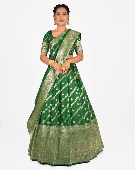 Dark Green Lehenga With Fancy Sequence Work And Glistening E